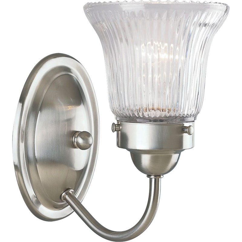 Fluted Glass-Clear One Light Bath Bracket in Brushed Nickel