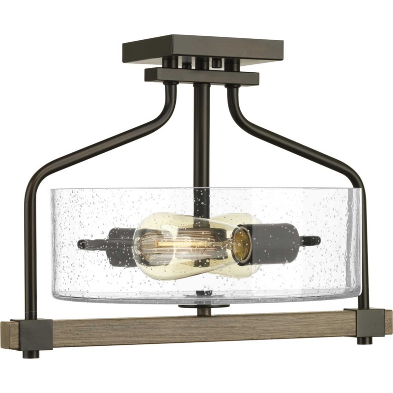 Barnes Mill Two light Semi-Flush Mount in Antique Bronze