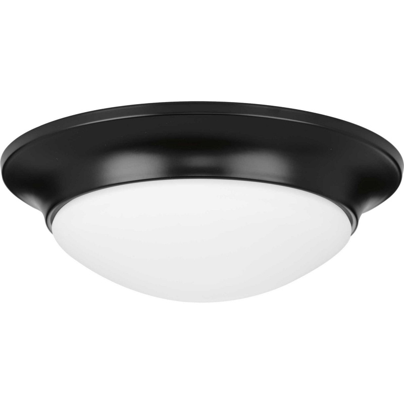 Etched Opal Dome One Light Flush Mount in Black