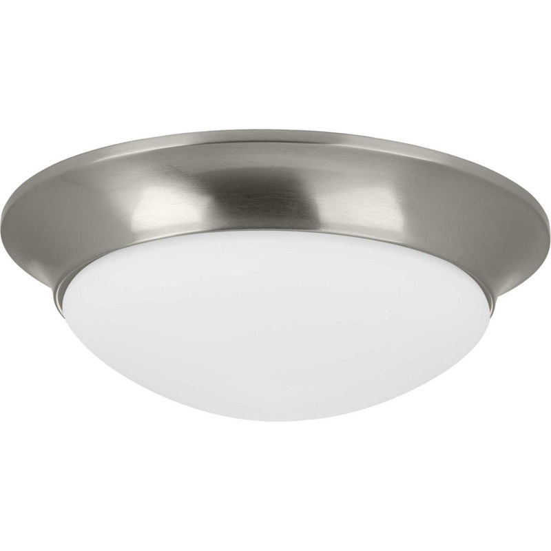 Etched Opal Dome Two Light Flush Mount in Brushed Nickel