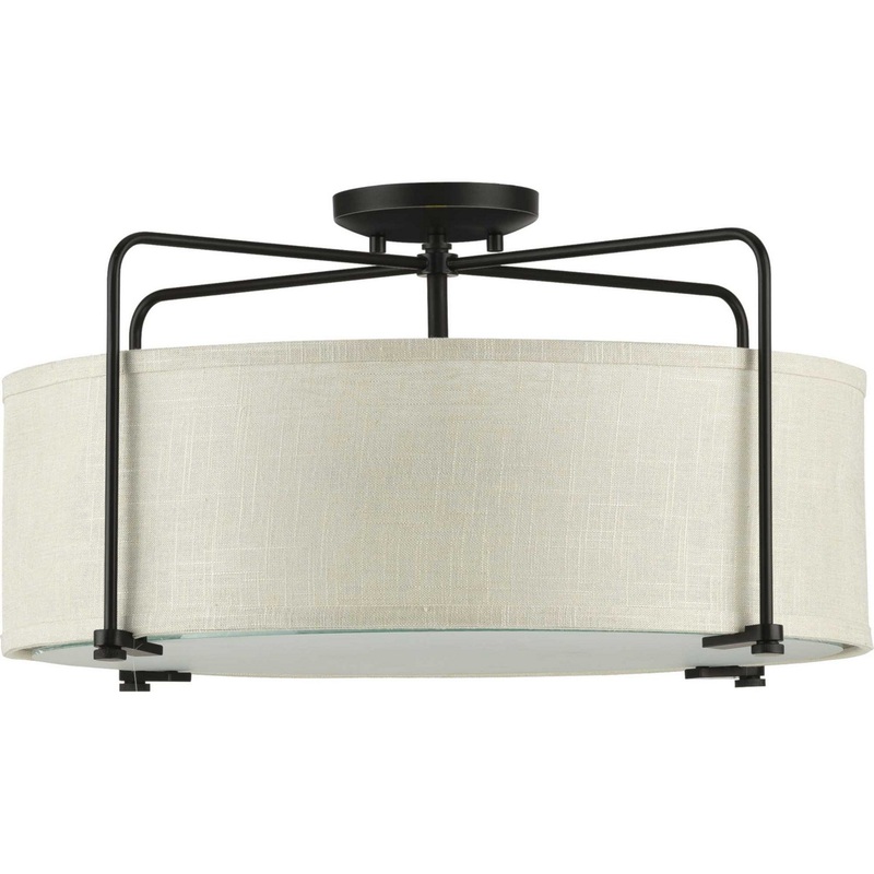 Kempsey Three Light Semi Flush Convertible in Antique Bronze