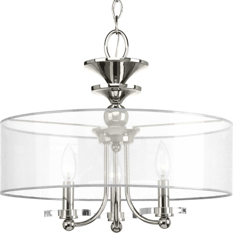 Marche' Three Light Semi-Flush Convertible in Polished Nickel