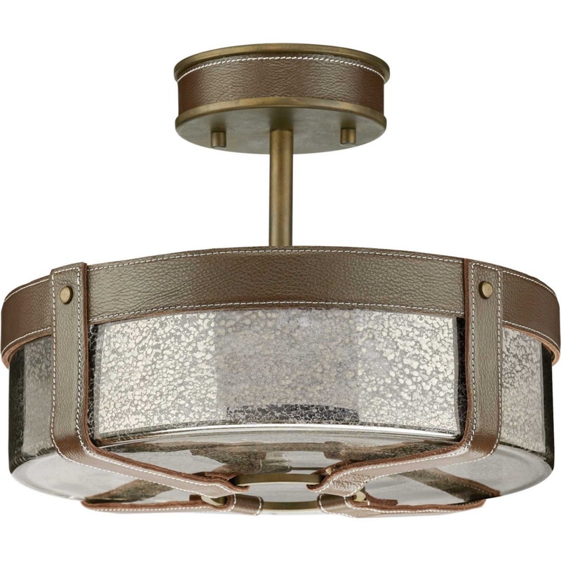 Point Dume-Rockdance Four Light Semi Flush Mount in Aged Brass