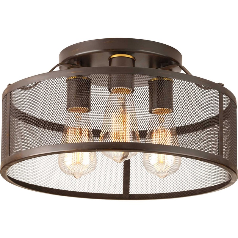 Swing Three Light Flush Mount in Antique Bronze