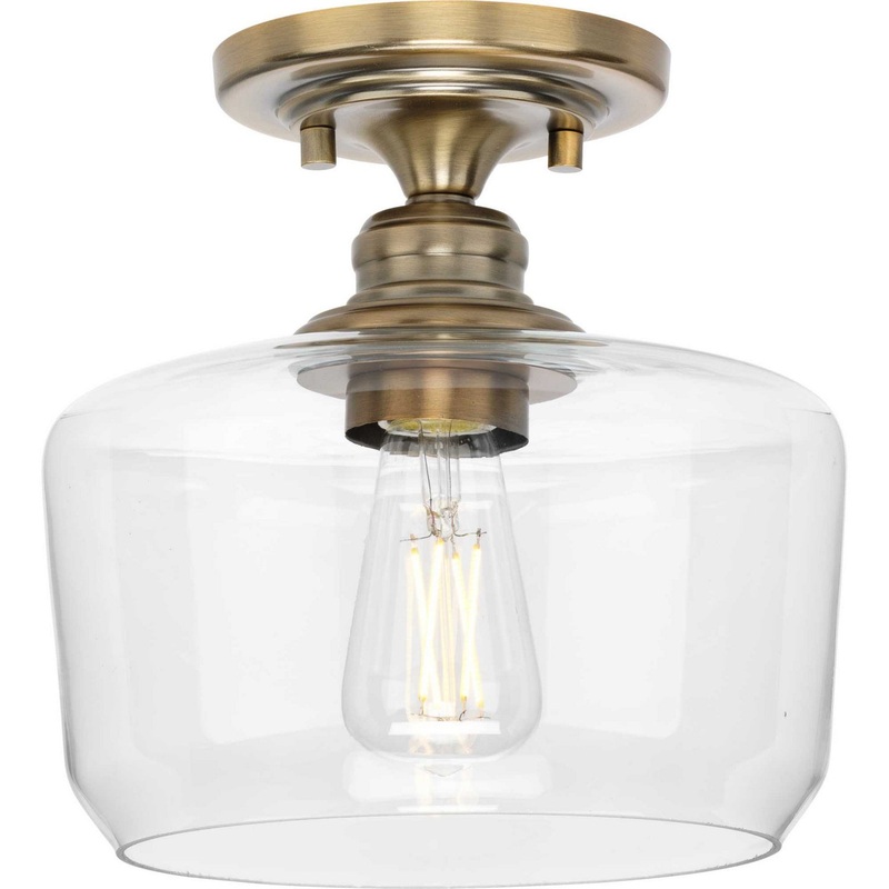 Aiken One Light Flush Mount in Vintage Brass