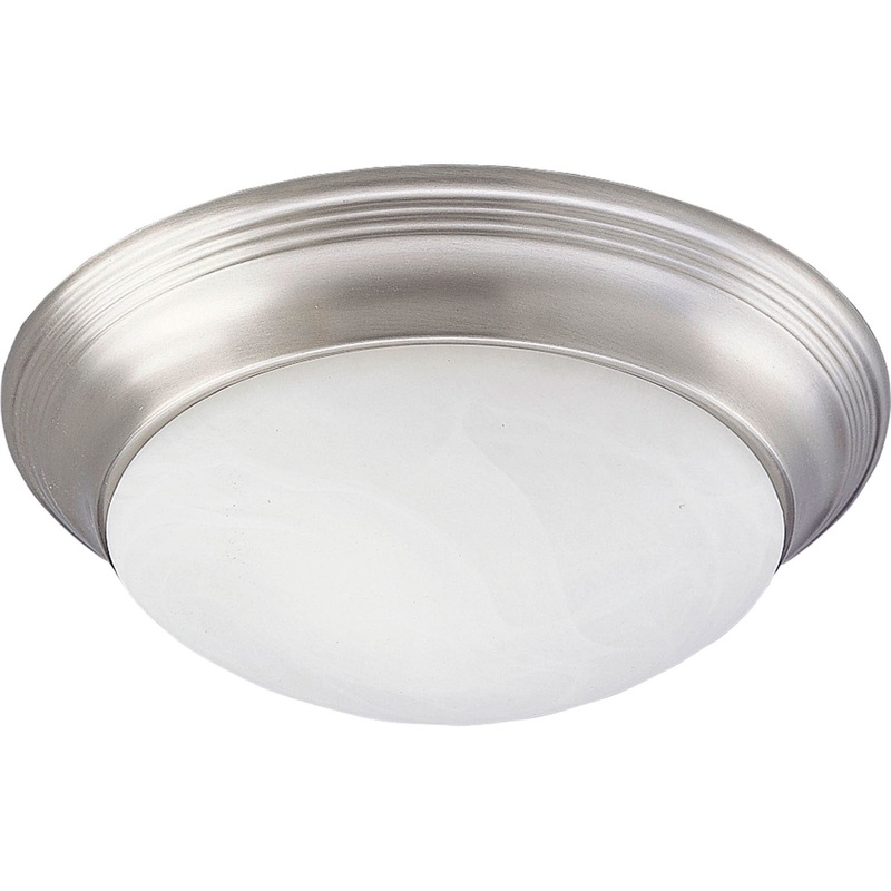 Alabaster Glass Three Light Flush Mount in Brushed Nickel