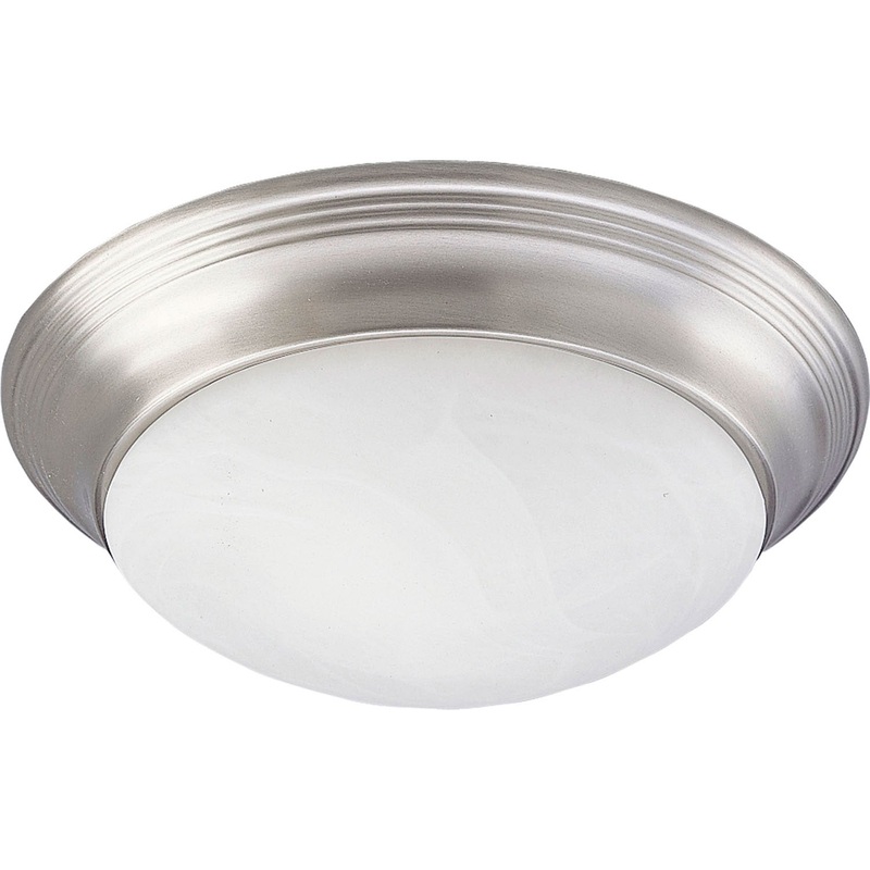 Alabaster Glass Two Light Flush Mount in Brushed Nickel