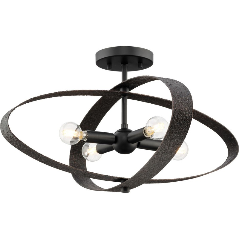 Allegheny Four Light Semi-Flush Mount in Matte Black
