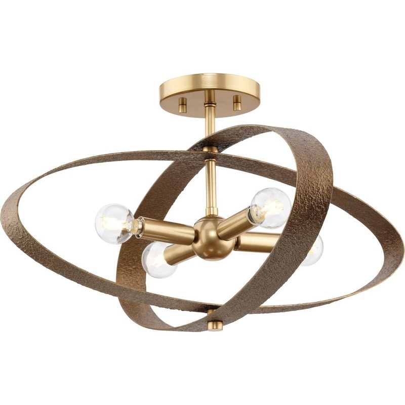 Allegheny Four Light Semi-Flush Mount in Soft Gold