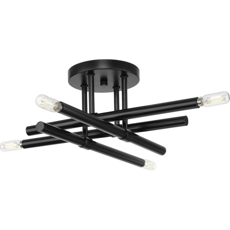 Arya Four Light Semi Flush Mount in Matte Black