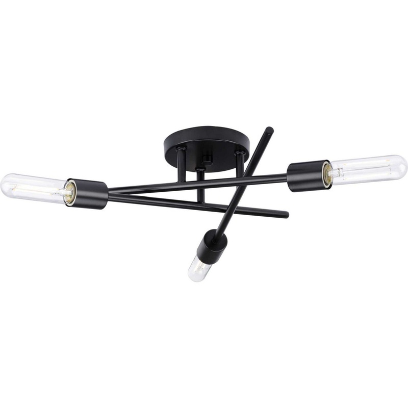 Astra Three Light Semi Flush Mount in Matte Black