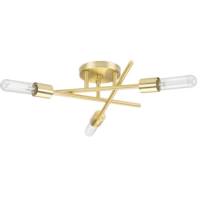 Astra Three Light Semi Flush Mount in Satin Brass