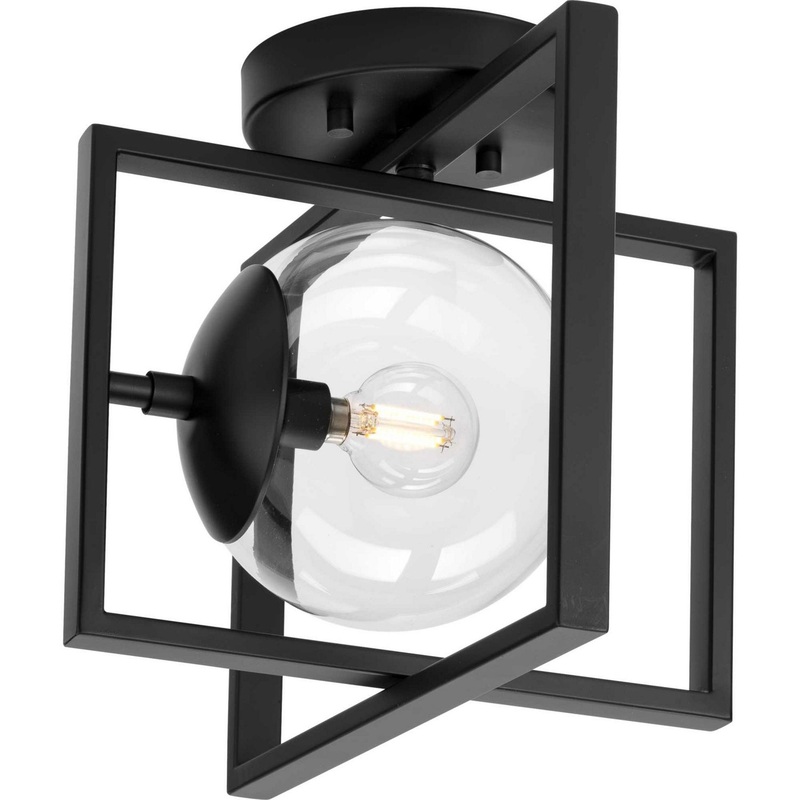 Atwell One Light Semi-Flush Mount in Matte Black