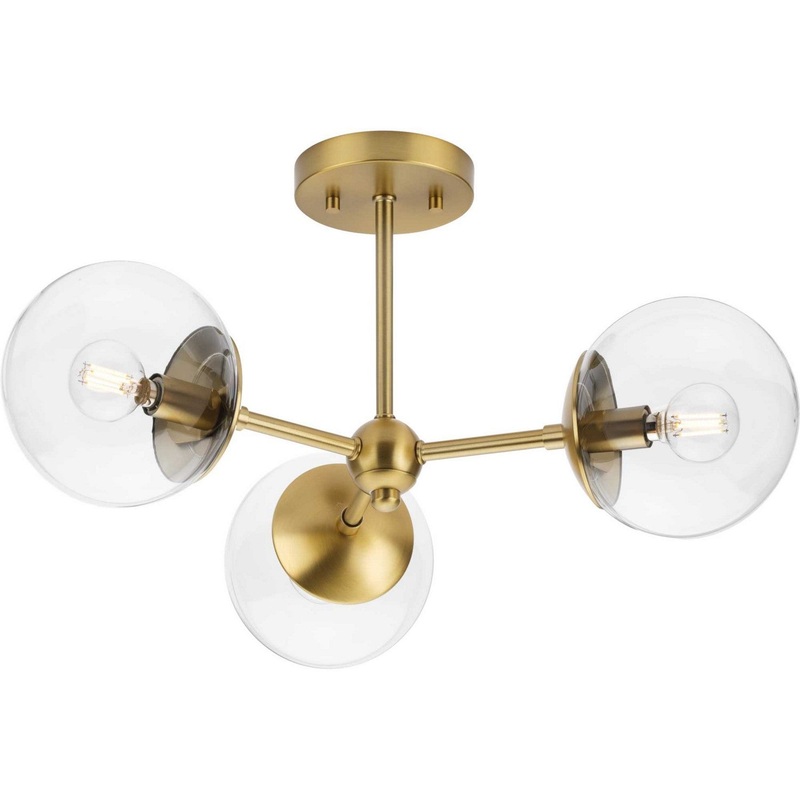 Atwell Three Light Flush Mount in Brushed Bronze