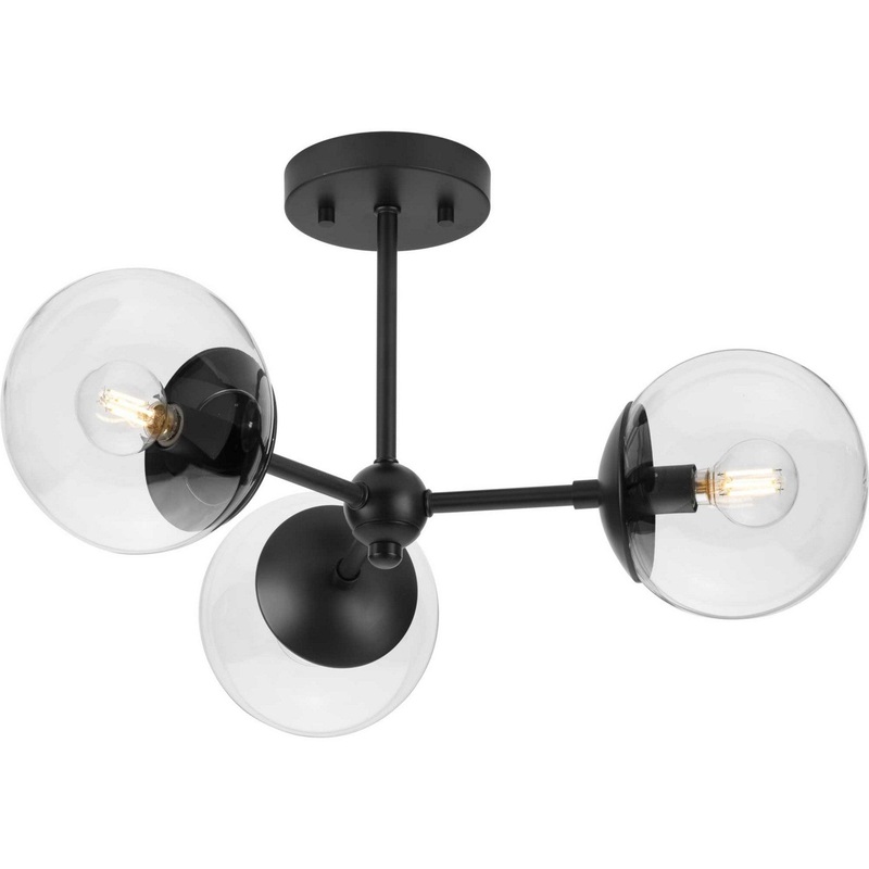 Atwell Three Light Flush Mount in Matte Black
