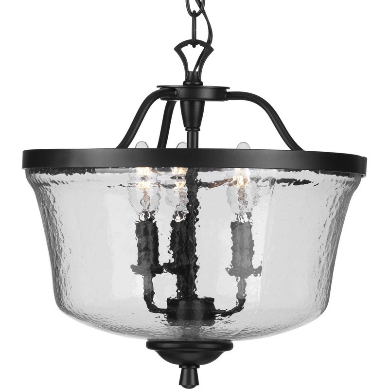 Bowman Three Light Semi Flush Convertible in Black