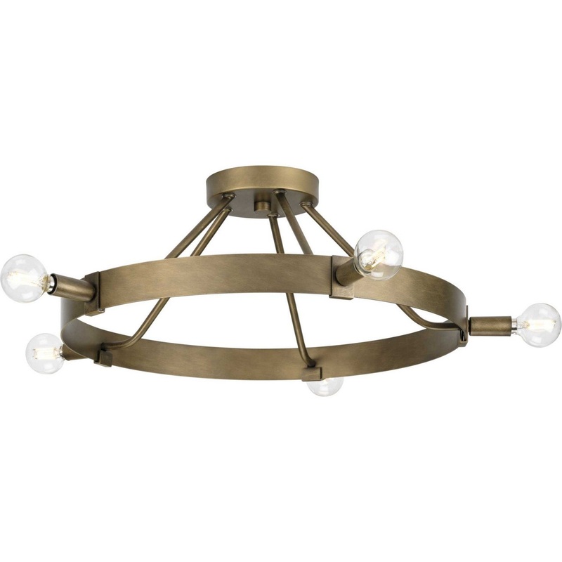 Breckenridge Five Light Semi Flush Mount in Aged Bronze