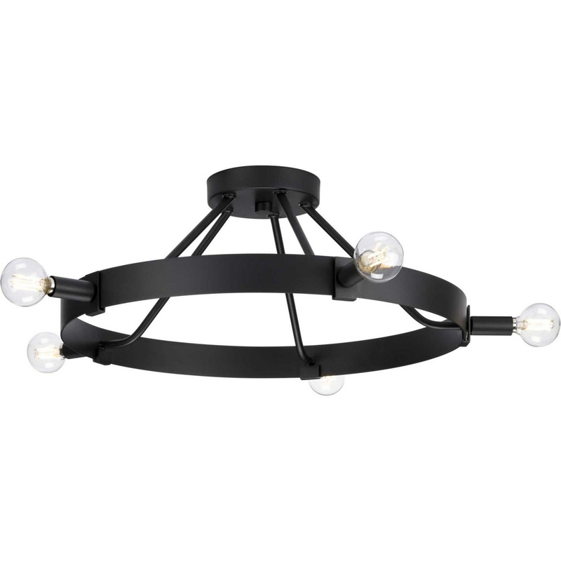 Breckenridge Five Light Semi Flush Mount in Matte Black