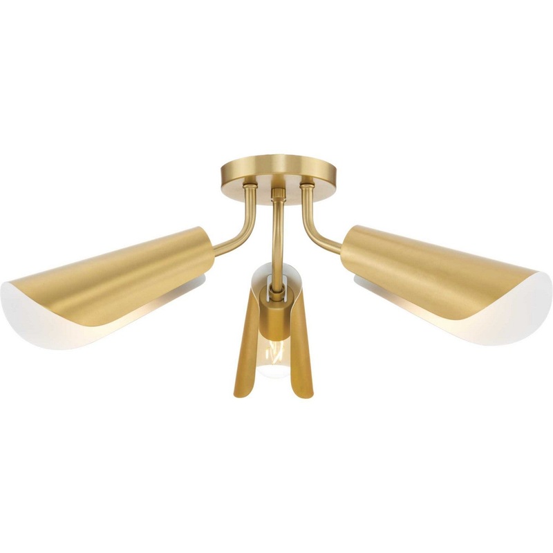 Cornett Three Light Flush Mount in Brushed Gold
