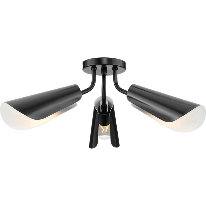 Cornett Three Light Flush Mount in Matte Black