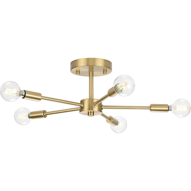 Delayne Five Light Semi-Flush Mount in Brushed Bronze