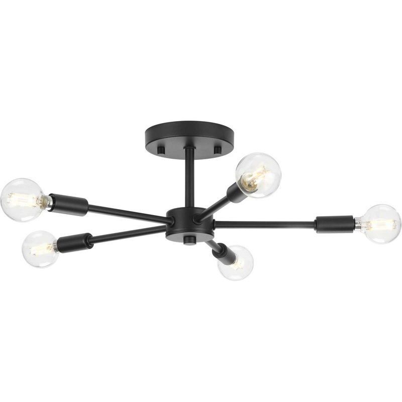 Delayne Five Light Semi-Flush Mount in Matte Black