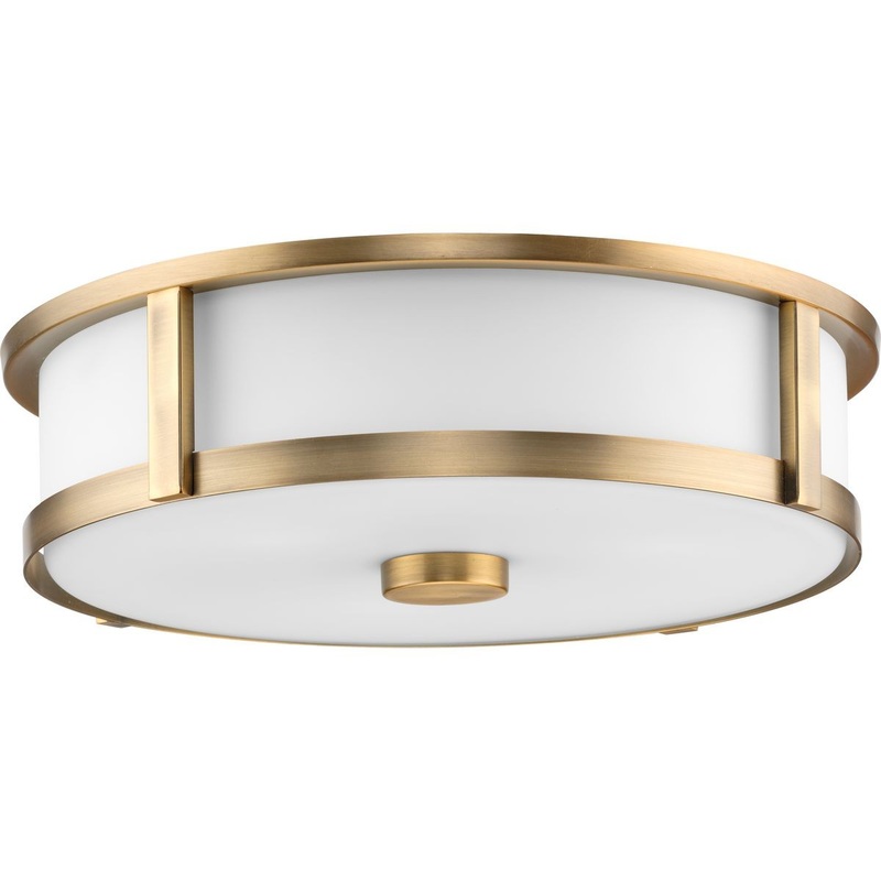 Gilliam Three Light Flushmount in Vintage Brass