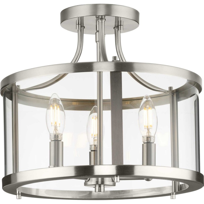 Gilliam Three Light Semi Flush Mount in Brushed Nickel