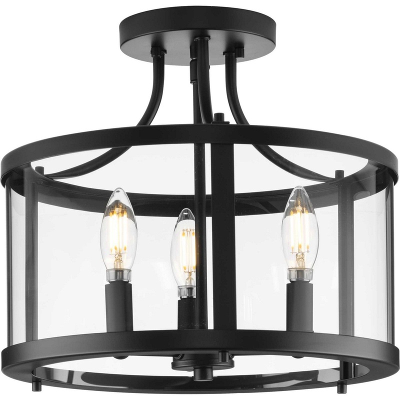 Gilliam Three Light Semi Flush Mount in Matte Black