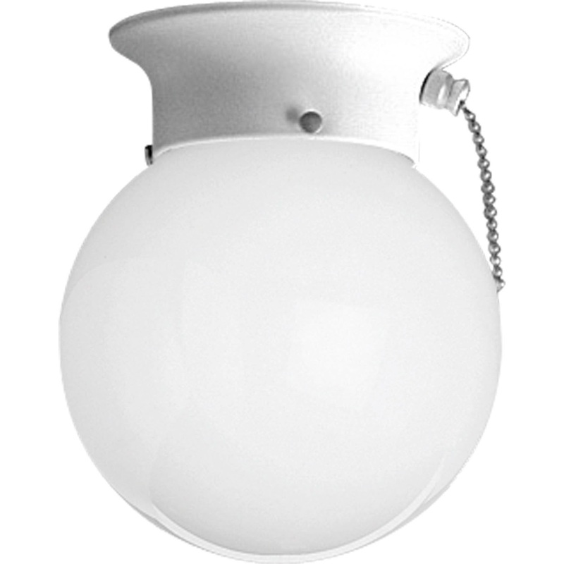Globe - Opal (Pullchain) One Light Flush Mount in White