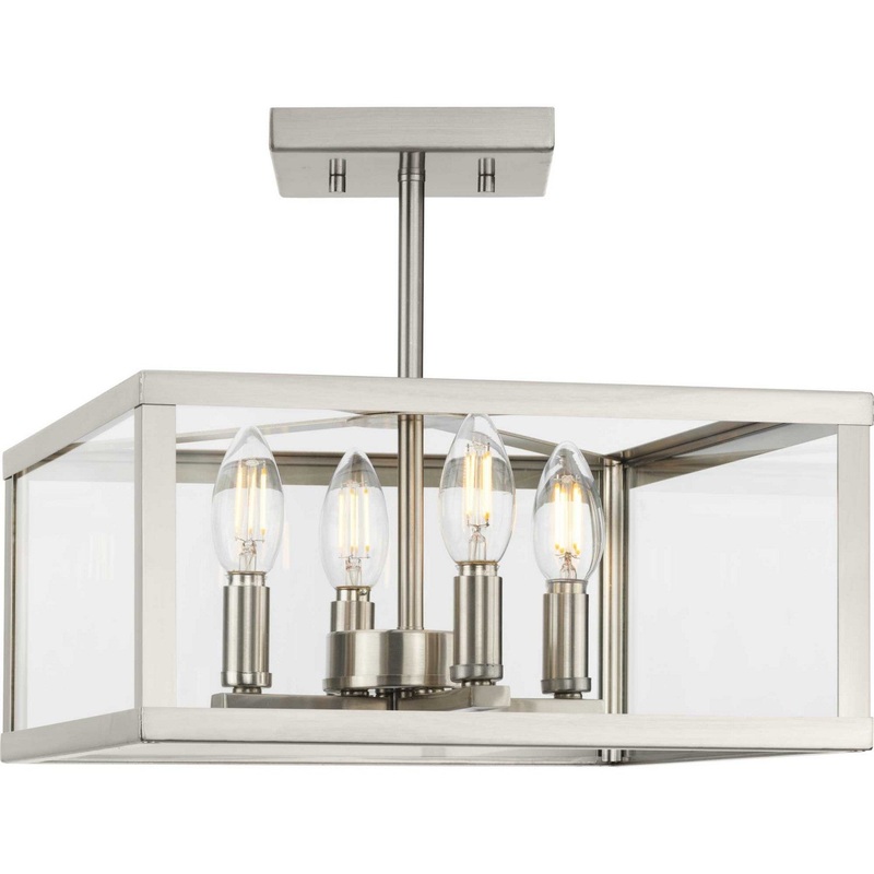 Hillcrest Four Light Semi-Flush Mount in Brushed Nickel