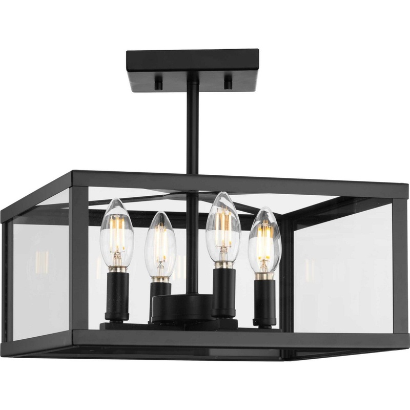 Hillcrest Four Light Semi-Flush Mount in Matte Black
