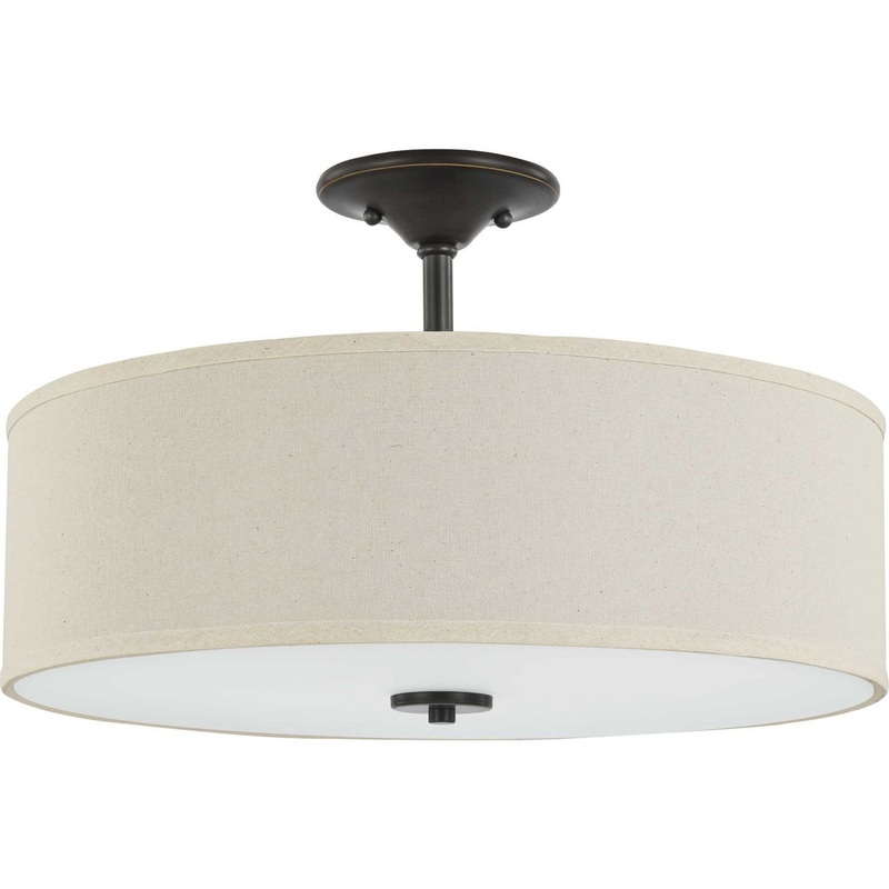 Inspire Three Light Semi Flush Mount in Antique Bronze
