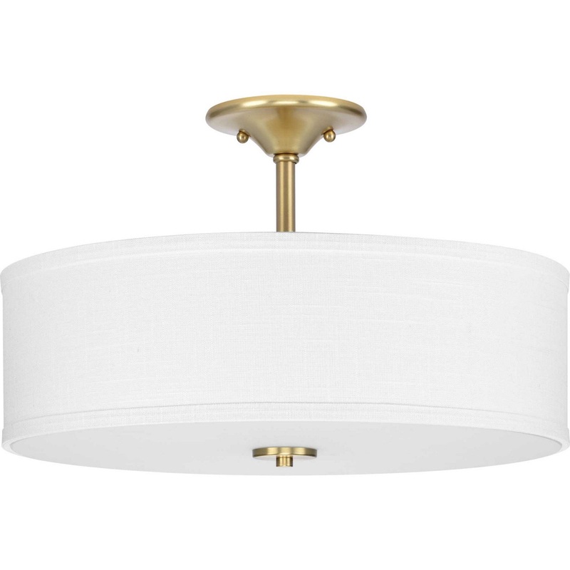 Inspire Three Light Semi-Flush Mount in Satin Brass