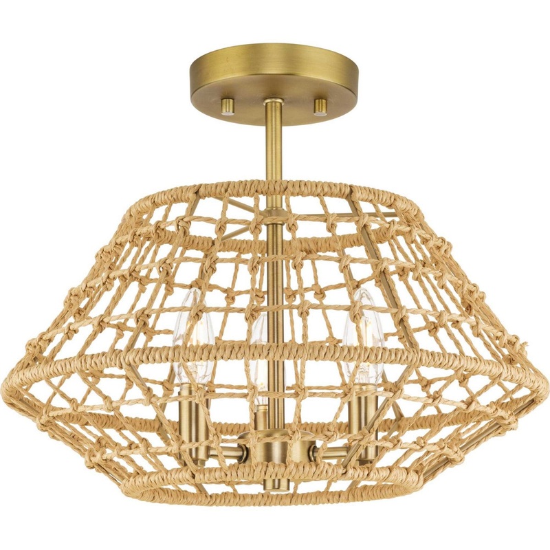 Laila Three Light Flush Mount in Vintage Brass