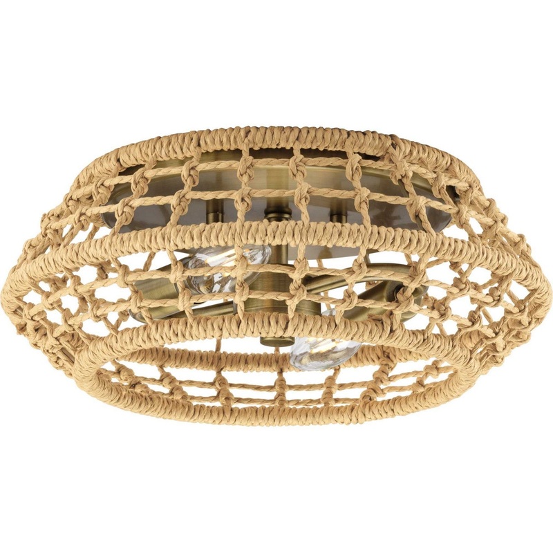 Laila Two Light Flush Mount in Vintage Brass
