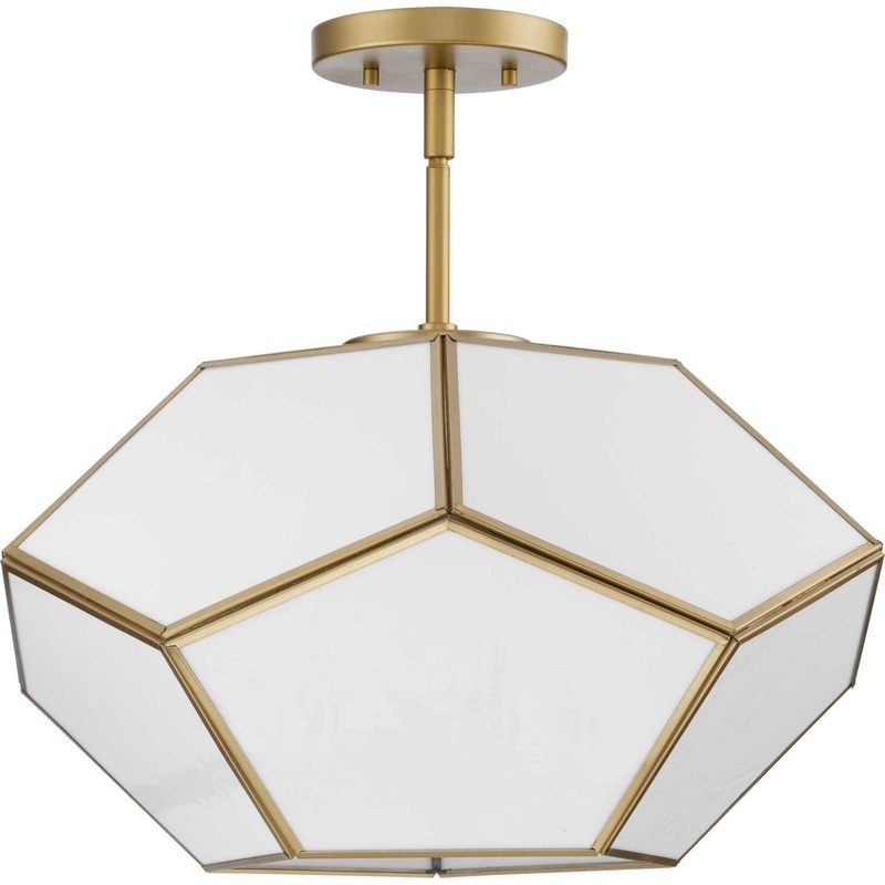 Latham Three Light Flush Mount in Vintage Gold