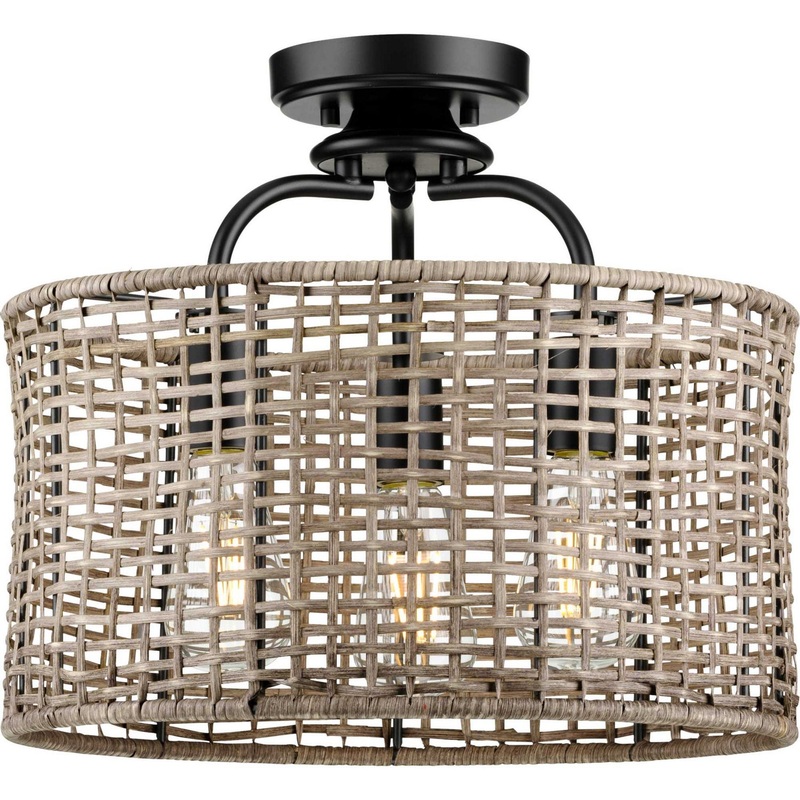 Lavelle Three Light Semi-Flush Conv in Matte Black