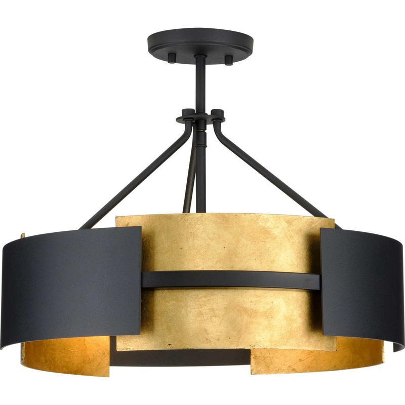 Lowery Three Light Semi-Flush Conv in Textured Black