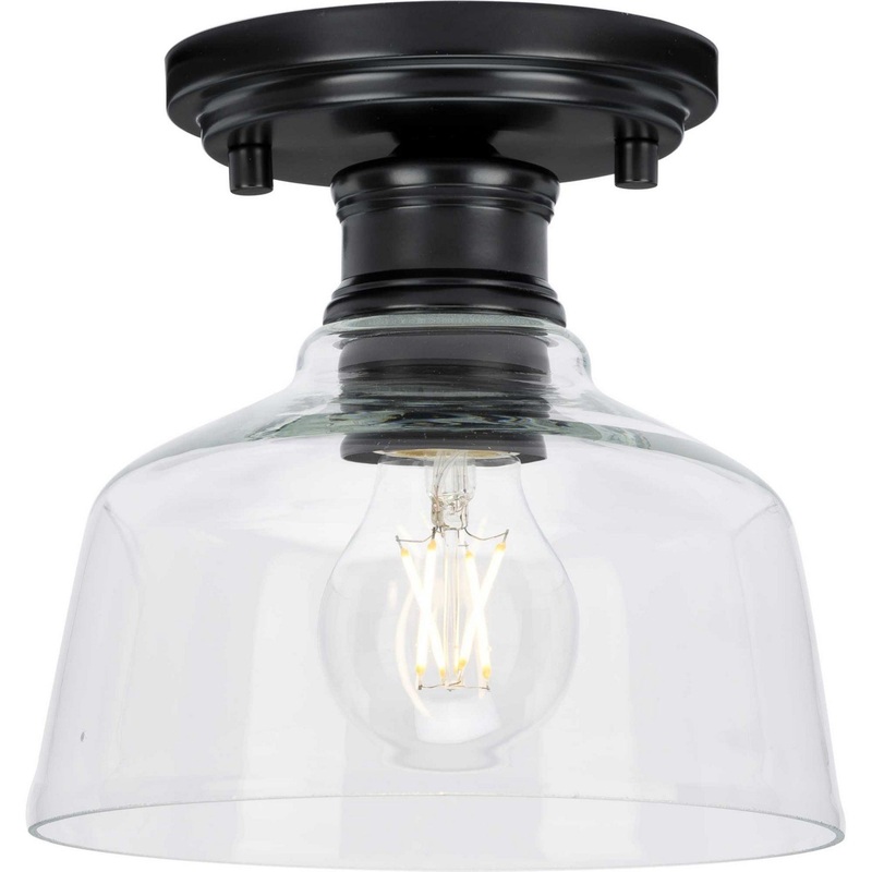 Singleton One Light Semi Flush Mount in Matte Black