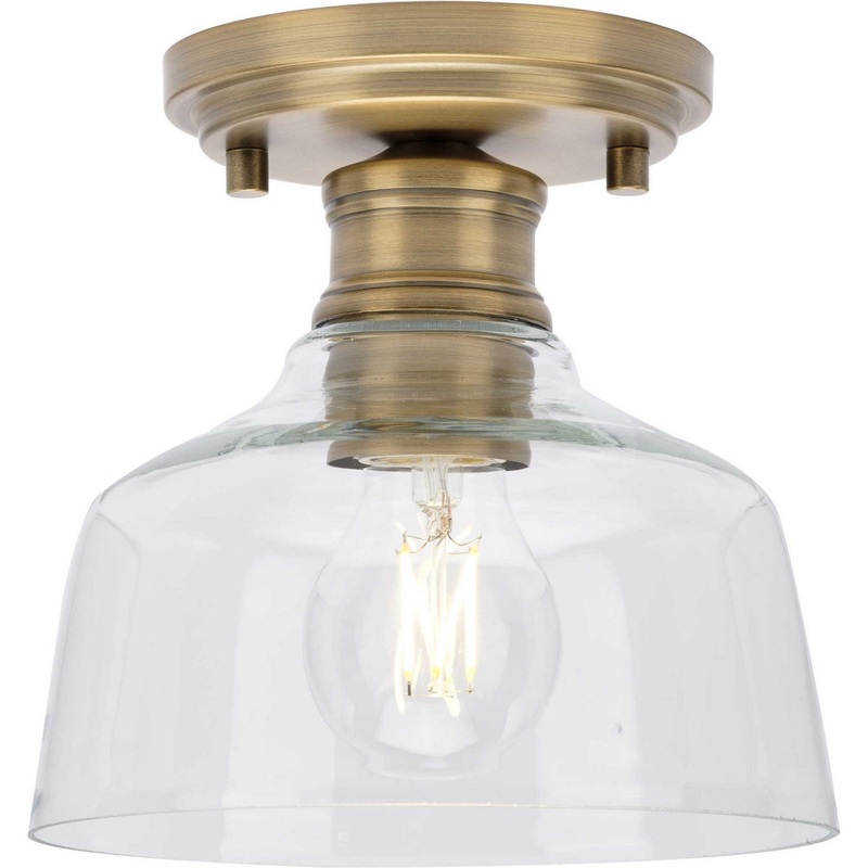 Singleton One Light Semi Flush Mount in Vintage Brass