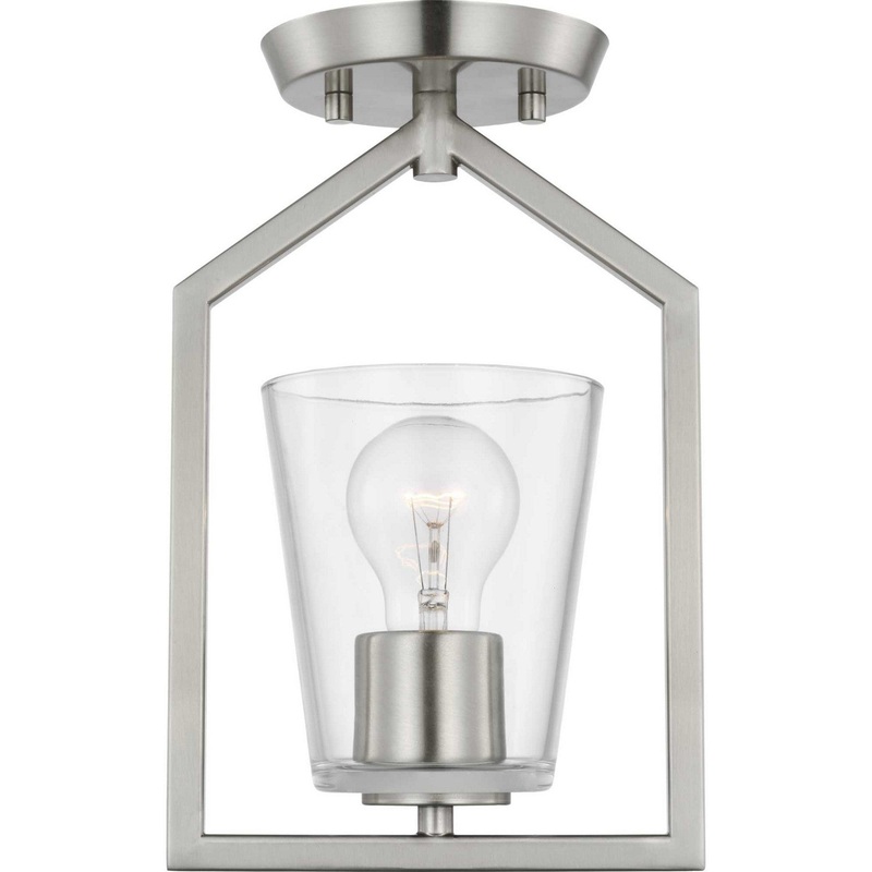 Vertex One Light Semi Flush Mount in Brushed Nickel