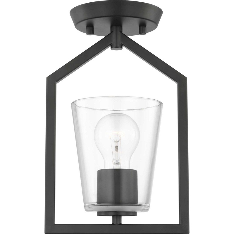 Vertex One Light Semi Flush Mount in Matte Black