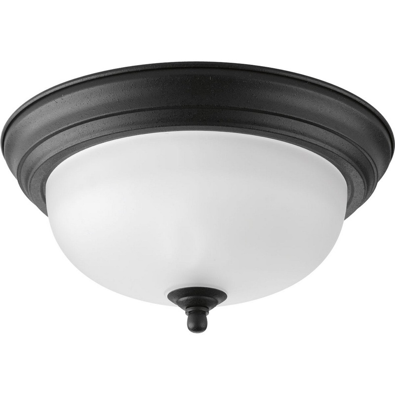 Dome Glass - Alabaster One Light Flush Mount in Forged Black