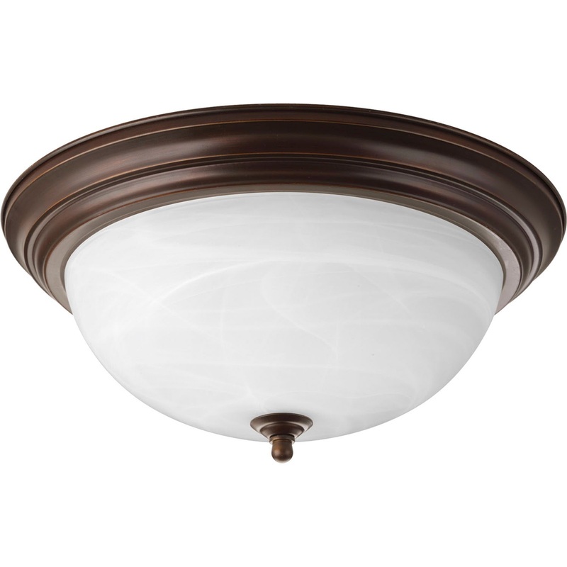 Dome Glass - Alabaster Three Light Flush Mount in Antique Bronze