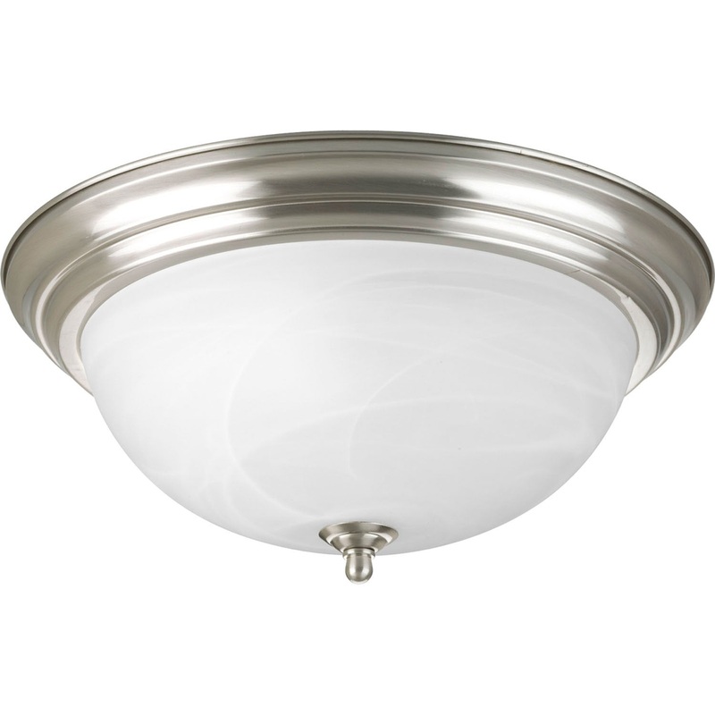 Dome Glass - Alabaster Three Light Flush Mount in Brushed Nickel