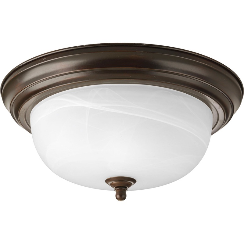 Dome Glass - Alabaster Two Light Flush Mount in Antique Bronze