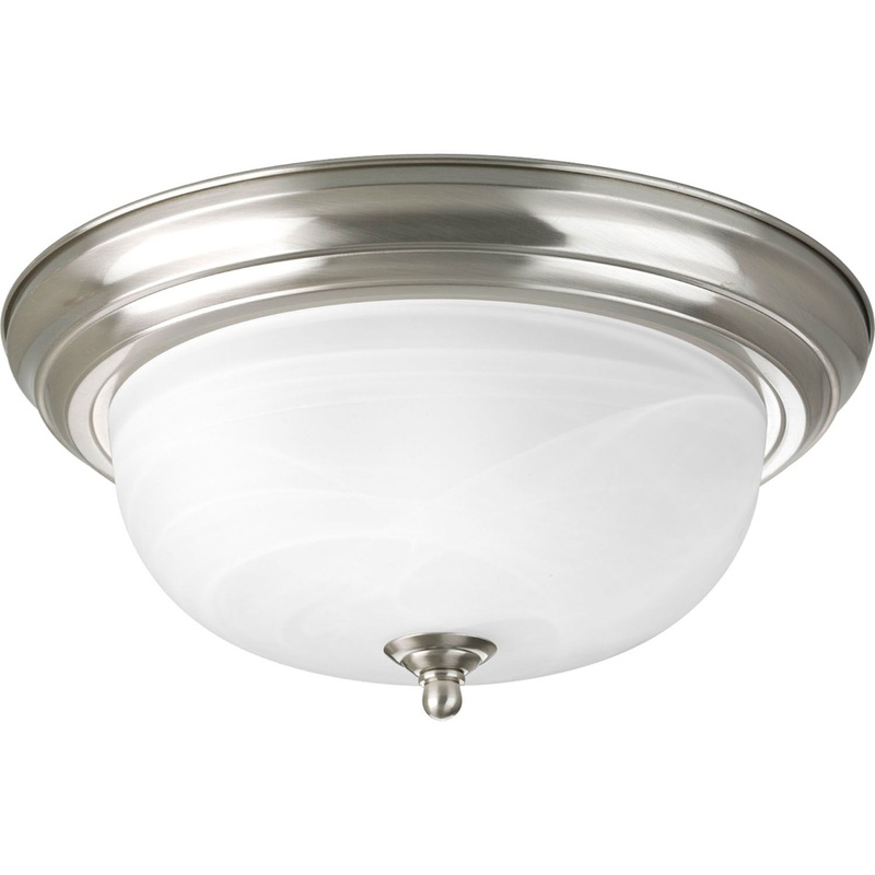 Dome Glass - Alabaster Two Light Flush Mount in Brushed Nickel