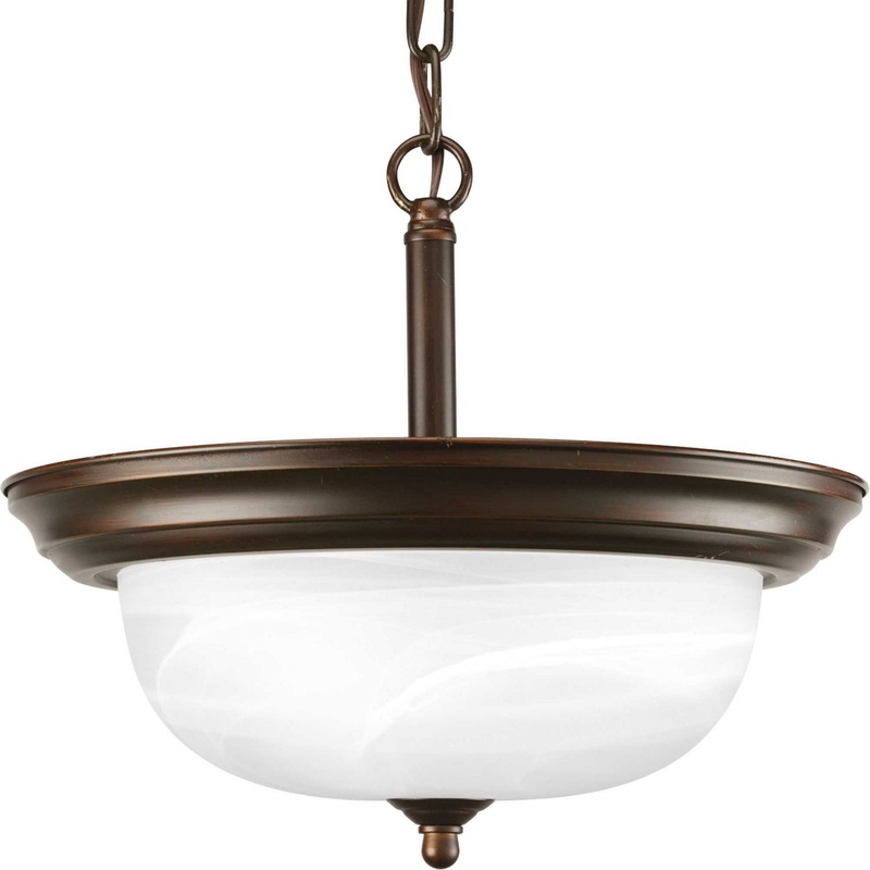 Dome Glass - Alabaster Two Light Semi-Flush Mount in Antique Bronze