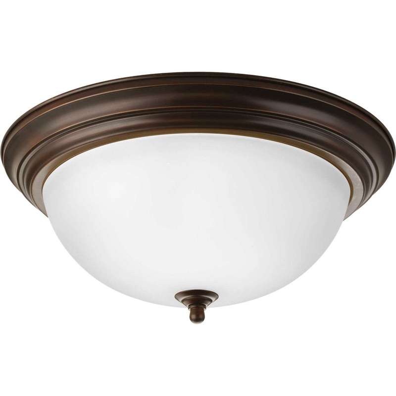 Dome Glass - Etched Three Light Flush Mount in Antique Bronze